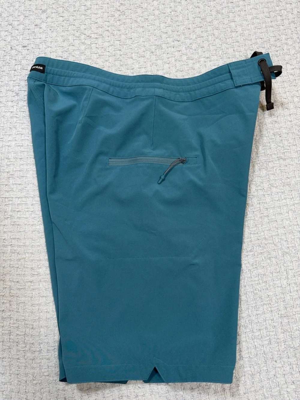 Men’s Prana Fenton Boardshort Catalina Blue Black Logo & Ties Size Large